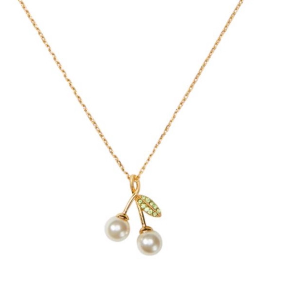 $68 Kate Spade Cherie Cherry Gold Pearl Pendant Necklace